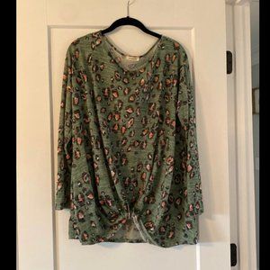 Leopard Print Top with Knot Detail